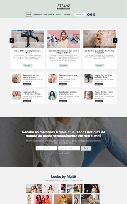 Modelo de site com blog de moda Modelo de site com blog de moda